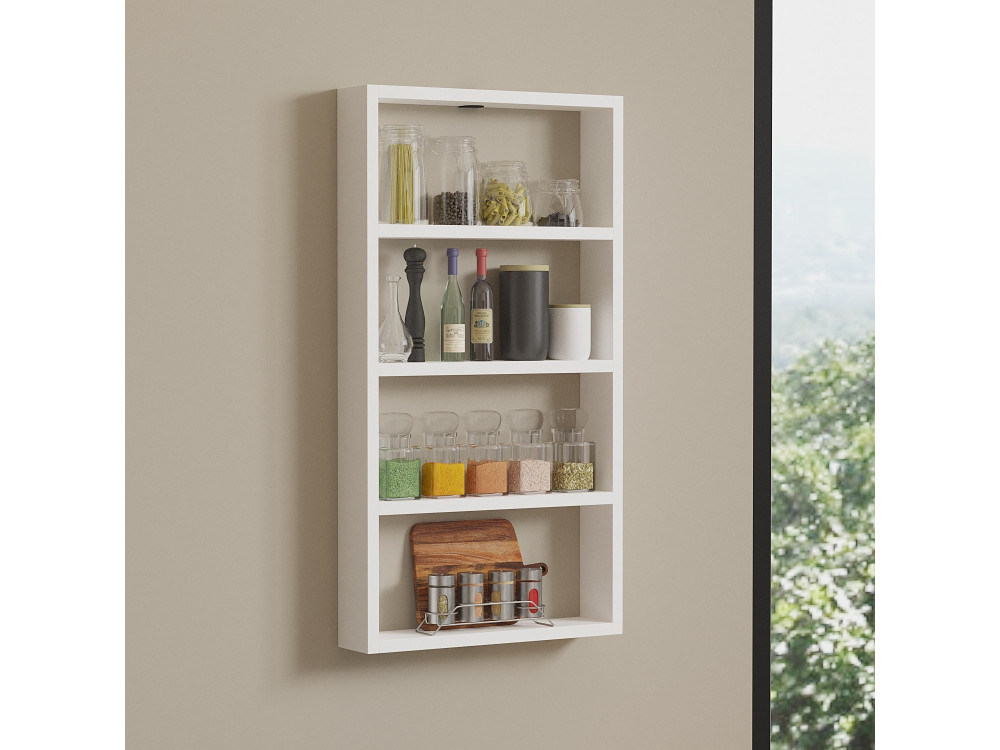 Étagère murale en bois "Quatro" - 43 x 9 x 80 cm - Blanc