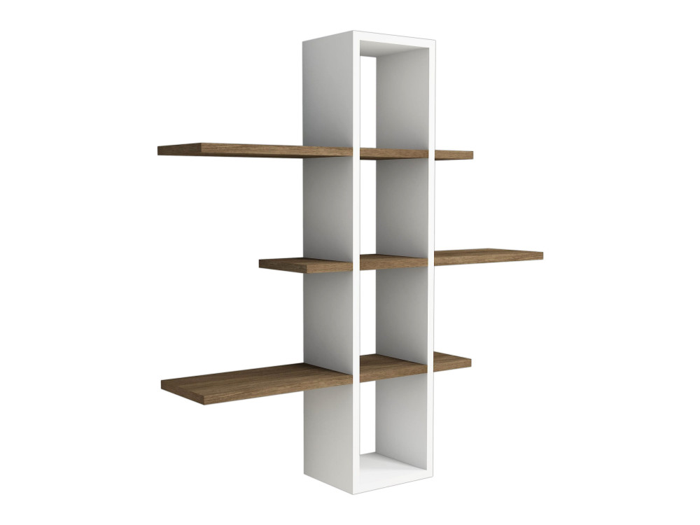 Étagère murale en bois "Ardo" - 96 x 19 x 101 cm - Noyer, Blanc