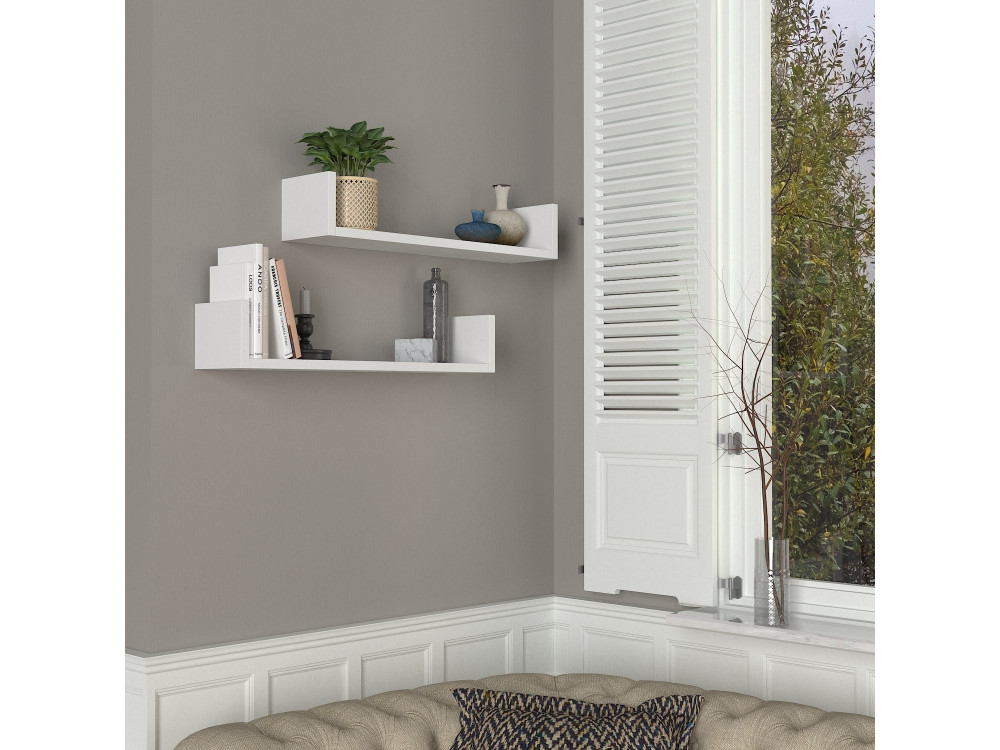 Étagère murale en bois "Iris" - 63 x 14 x 14 cm - Blanc