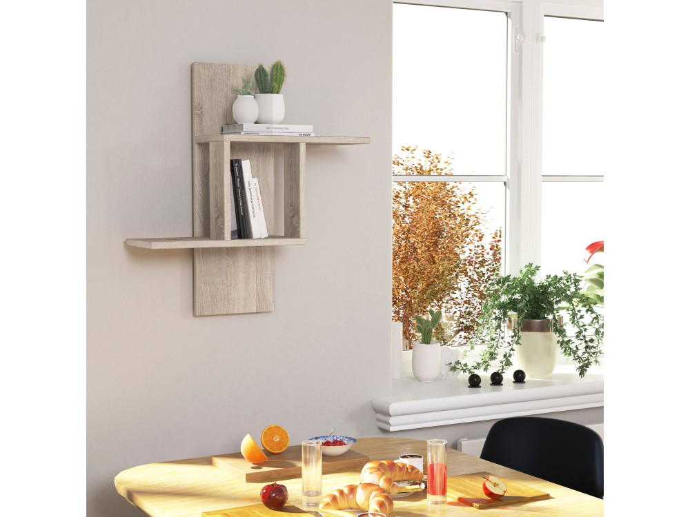 Étagère murale en bois "Mill" - 64 x 20 x 70 cm - Chêne de Sonoma