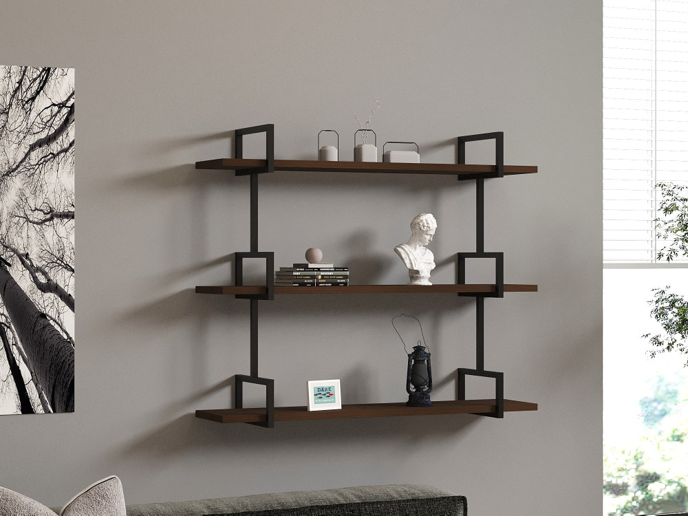 Étagère murale en bois "Uras" - 87 x 22 x 76 cm - Noyer