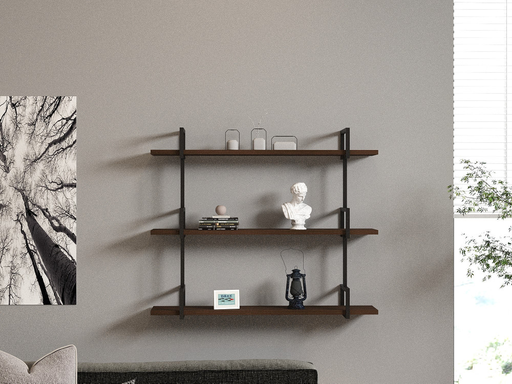 Étagère murale en bois "Uras" - 87 x 22 x 76 cm - Noyer