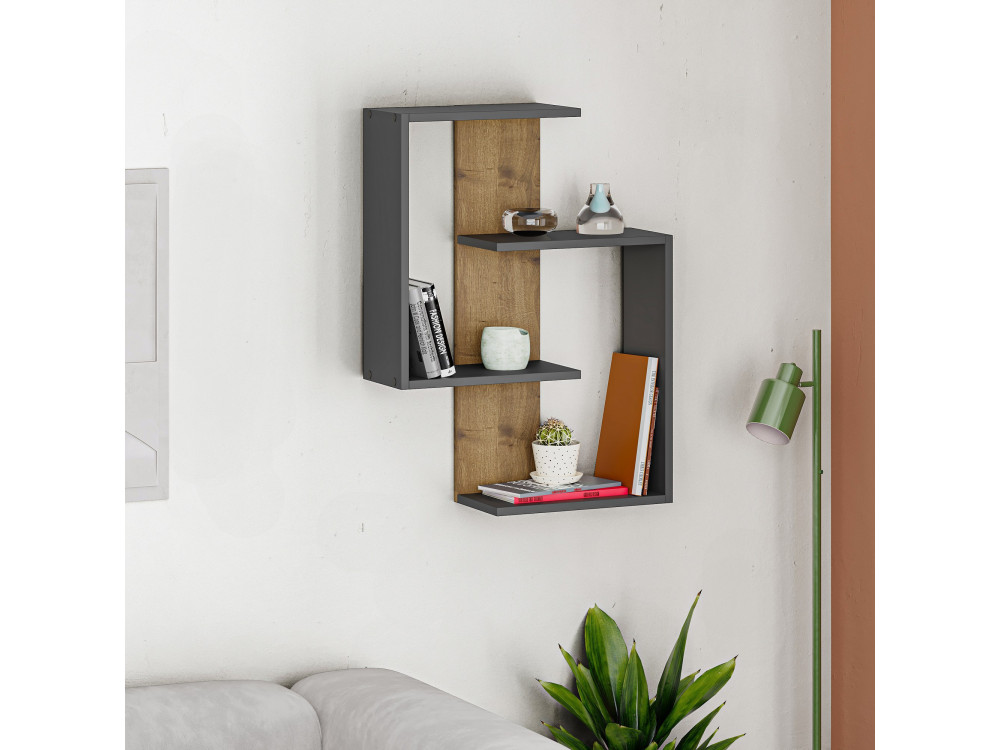 Étagère murale en bois "Paranoid" - 64 x 22 x 85 cm - AnthraciteChêne
