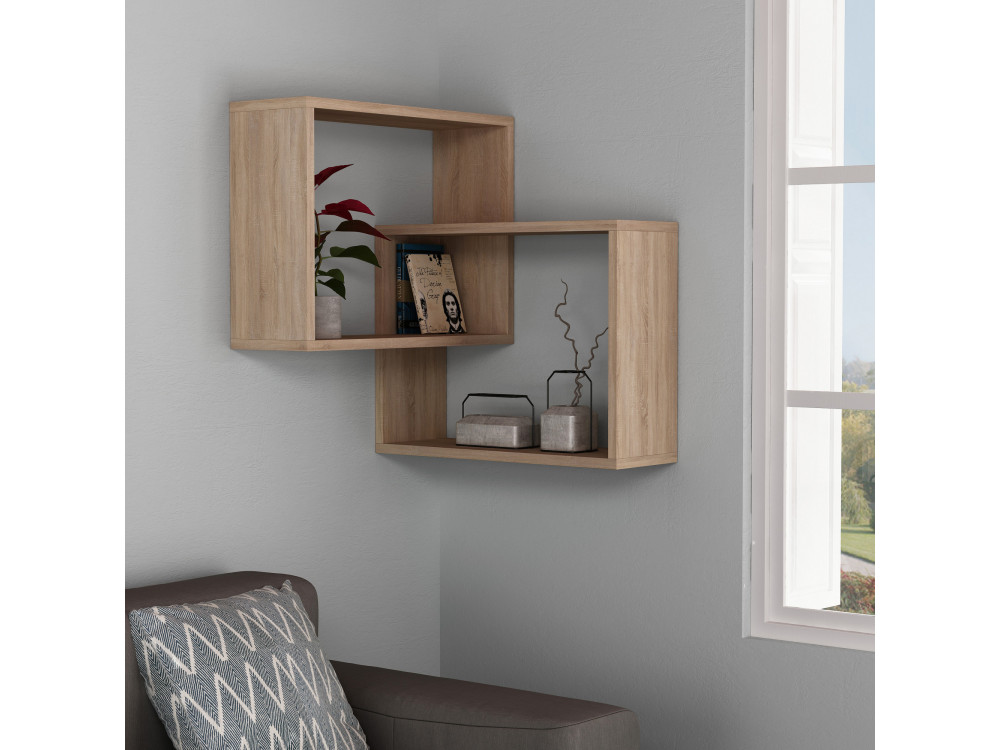 Étagère murale en bois "Ring" - 68 x 60 x 68 cm - Chêne de Sonoma