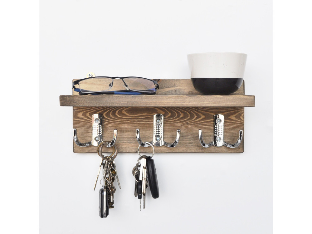 Étagère murale en bois "Aa031" - 30 x 11 x 13 cm - Noyer