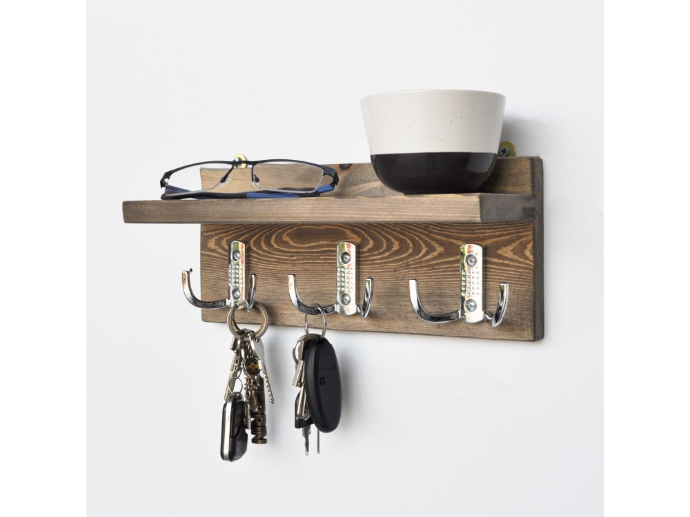Étagère murale en bois "Aa031" - 30 x 11 x 13 cm - Noyer