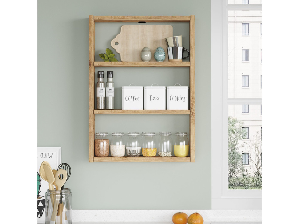 Étagère murale en bois "PR1" - 43 x 9 x 60 cm - Pin atlantique