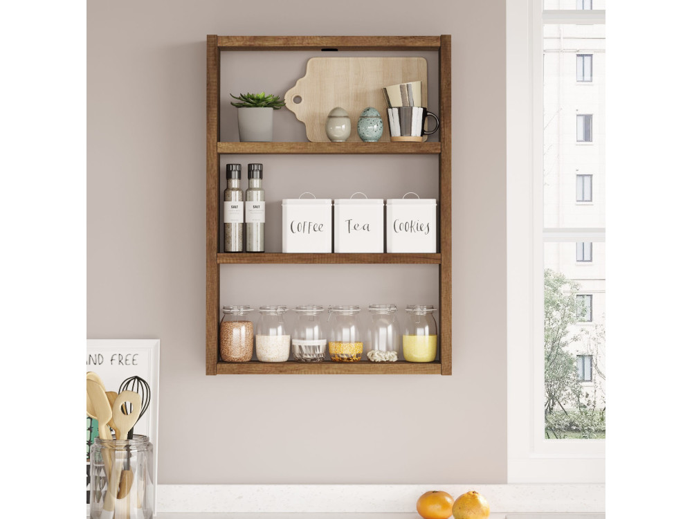 Étagère murale en bois "PR1" - 43 x 9 x 60 cm - Noyer