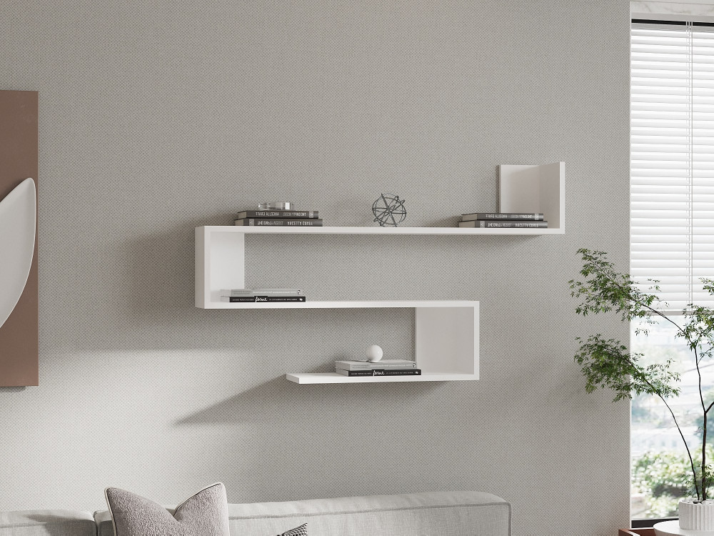 Étagère murale en bois "Penne" - 120 x 20 x 71 cm - Blanc