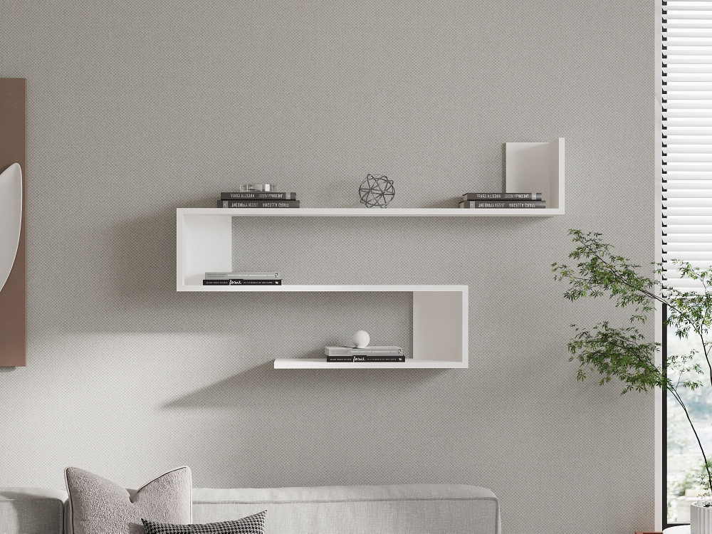 Étagère murale en bois "Penne" - 120 x 20 x 71 cm - Blanc