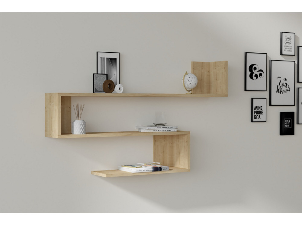Étagère murale en bois "Penne" - 120 x 20 x 71 cm - Chêne Saphir
