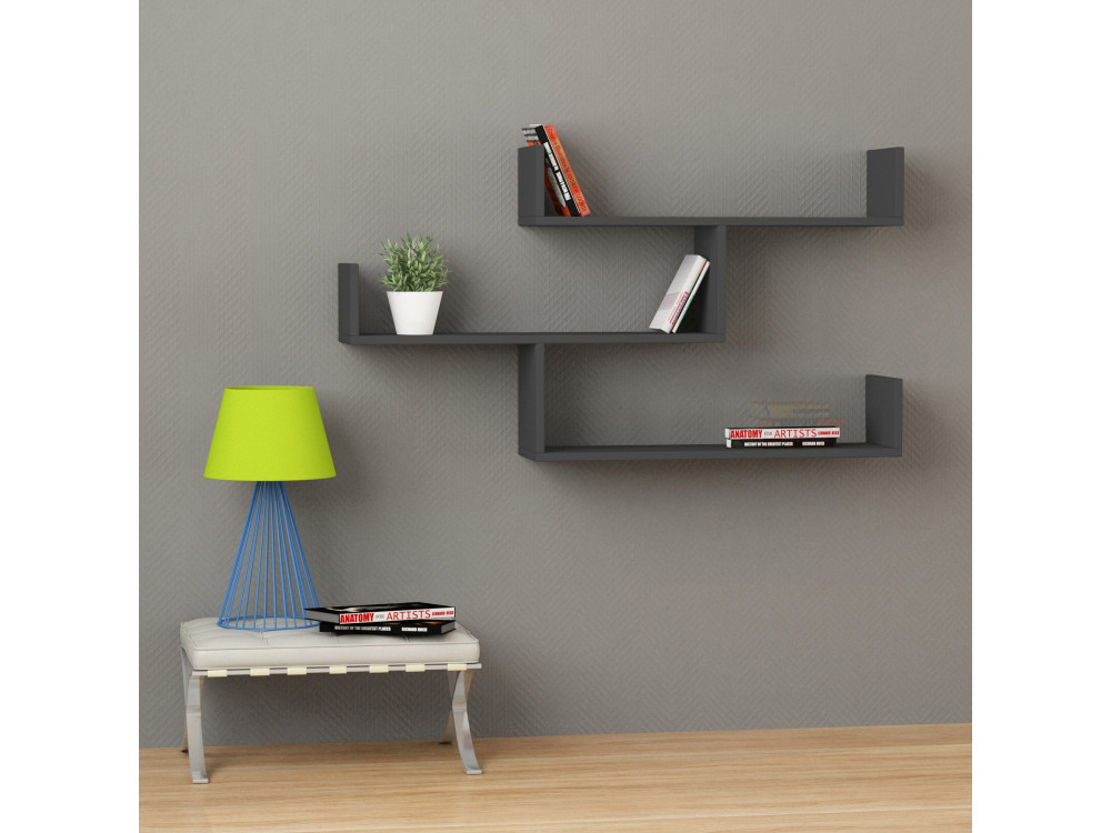 Étagère murale en bois "Tibet" - 120 x 22 x 67 cm - Anthracite