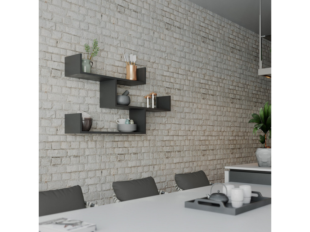 Étagère murale en bois "Tibet" - 120 x 22 x 67 cm - Anthracite