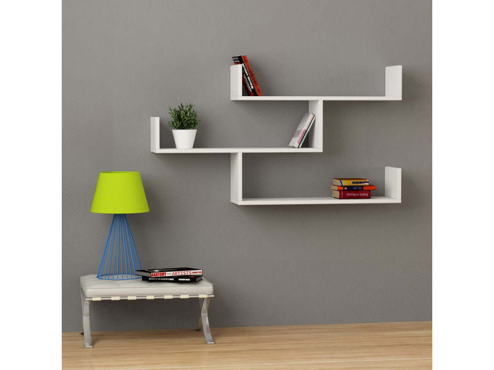 Étagère murale en bois "Tibet" - 119 x 23 x 66 cm - Blanc