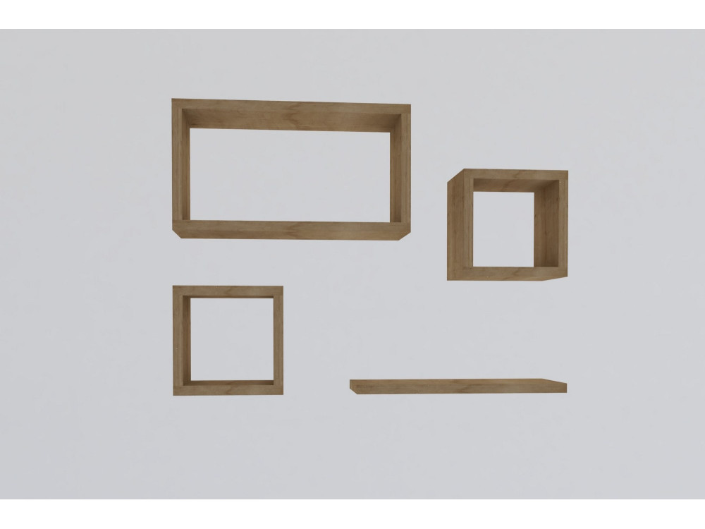 Lot de 4 étagères murales en bois "Babi" - 43 x 15 x 23 cm - Beige