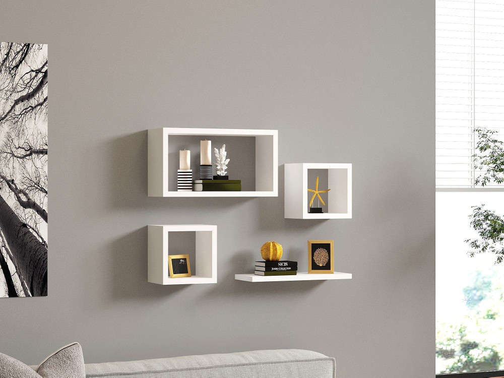 Étagère murale en bois "Babi" - 43 x 15 x 23 cm - Blanc