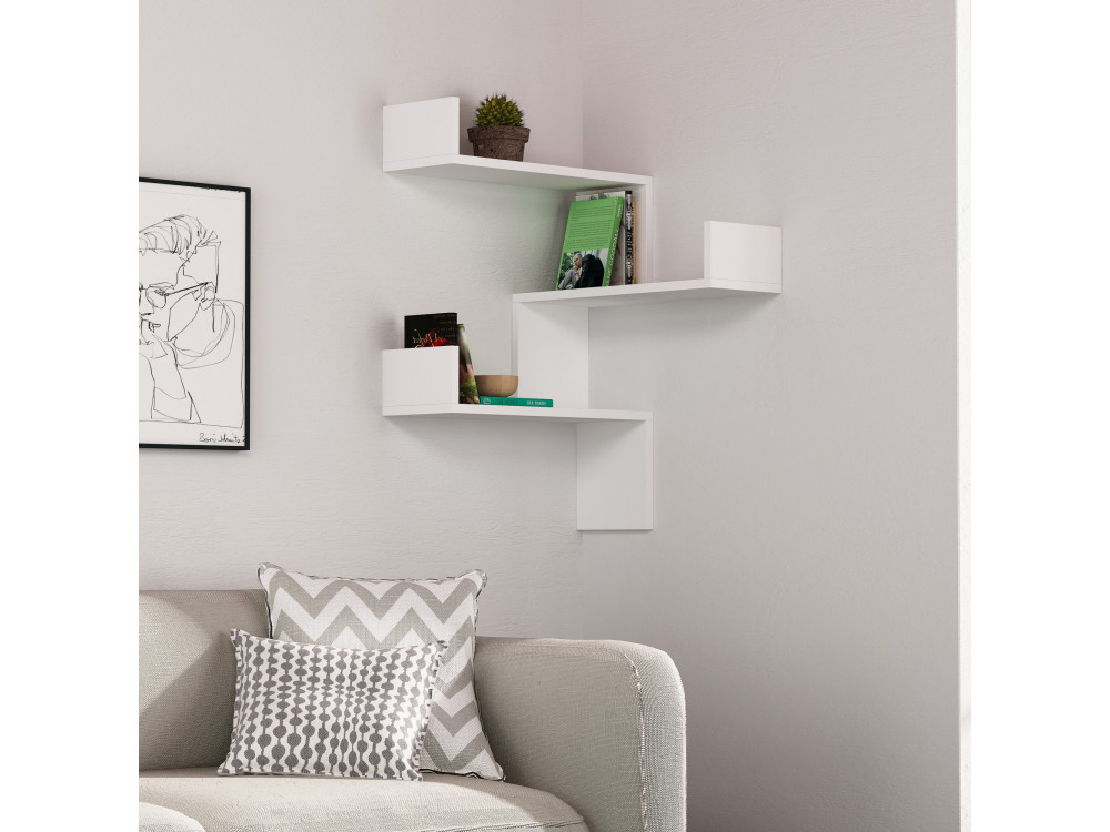 Étagère murale en bois "Luksa" - 60 x 60 x 90 cm - Blanc
