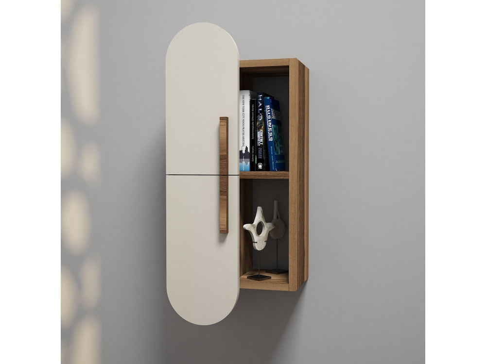 Étagère murale en bois "Rose" - 35 x 22 x 60 cm - Crème de noix