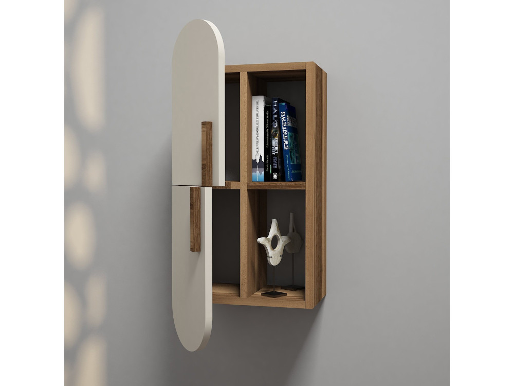 Étagère murale en bois "Rose" - 35 x 22 x 60 cm - Crème de noix