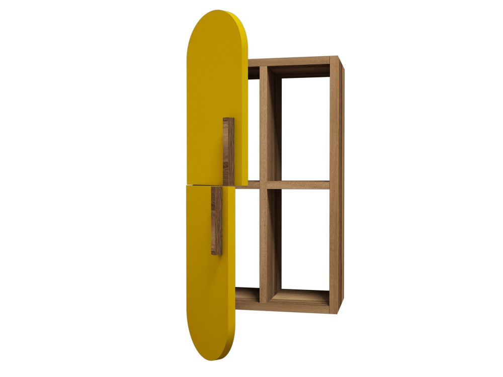Étagère murale en bois "Rose" - 35 x 22 x 60 cm - NoyerJaune