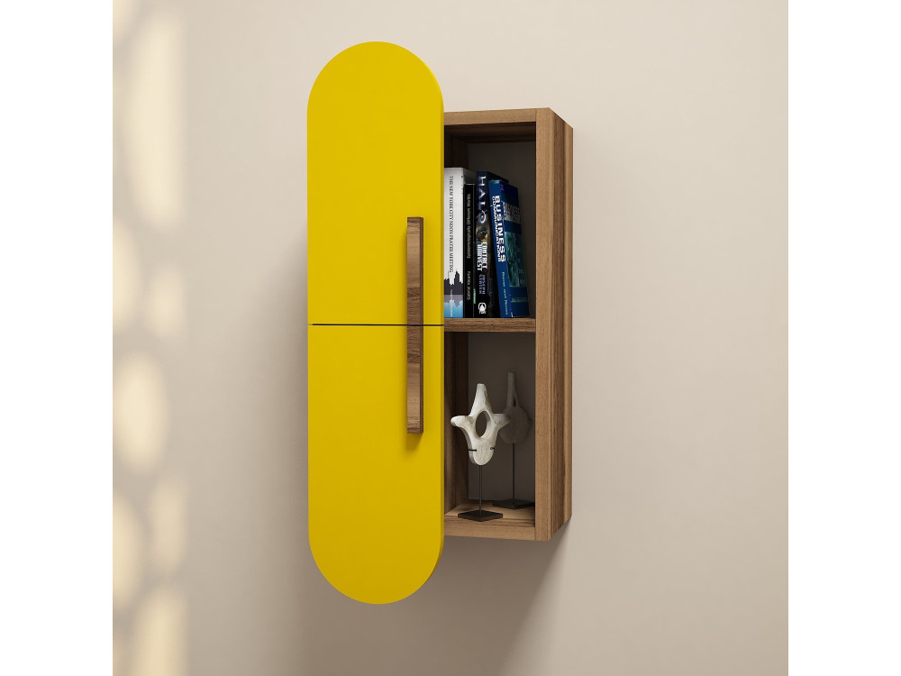 Étagère murale en bois "Rose" - 35 x 22 x 60 cm - NoyerJaune