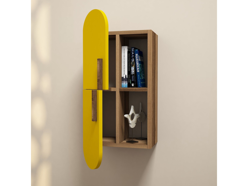 Étagère murale en bois "Rose" - 35 x 22 x 60 cm - NoyerJaune