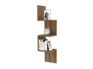 Étagère murale en bois "Zikzak" - 25 x 25 x 105 cm - Noyer
