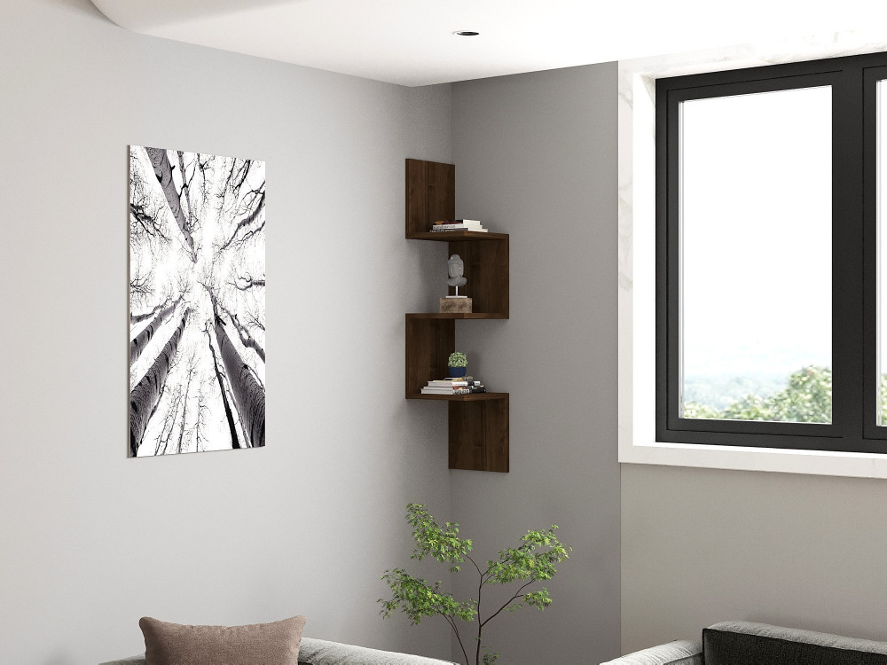 Étagère murale en bois "Zikzak" - 25 x 25 x 105 cm - Noyer