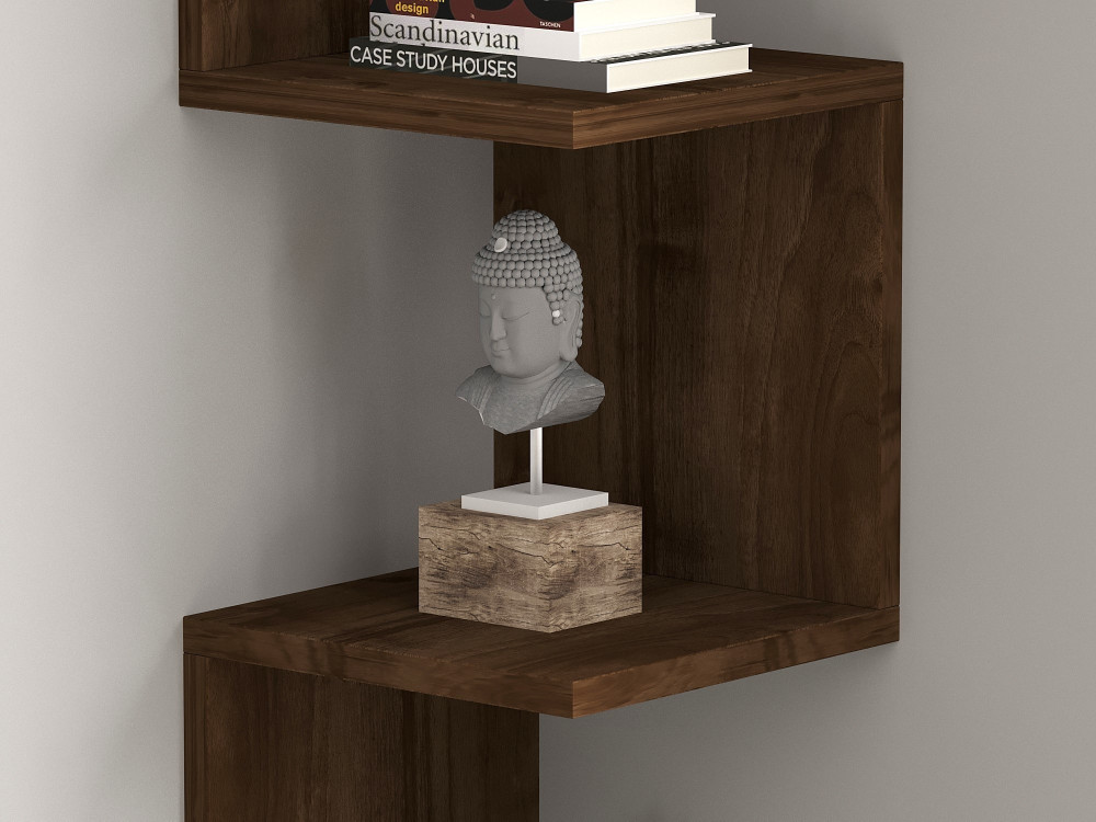 Étagère murale en bois "Zikzak" - 25 x 25 x 105 cm - Noyer