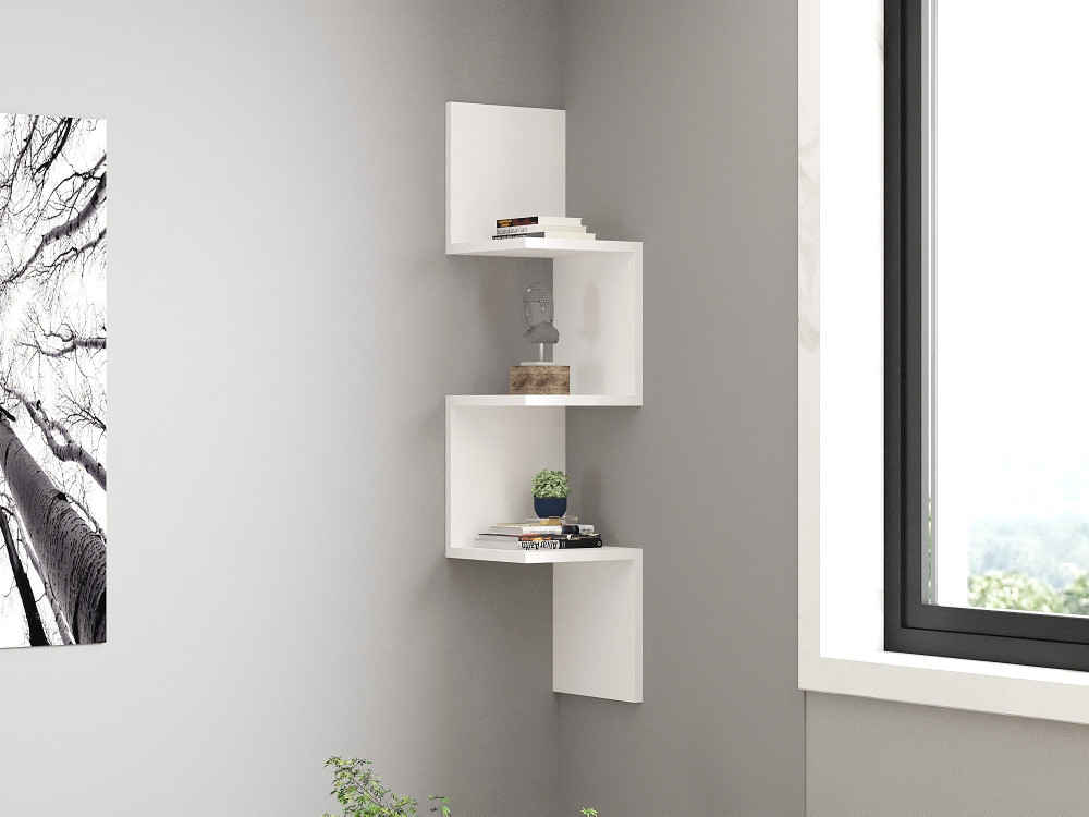 Étagère murale en bois "Zikzak" - 25 x 25 x 105 cm - Blanc