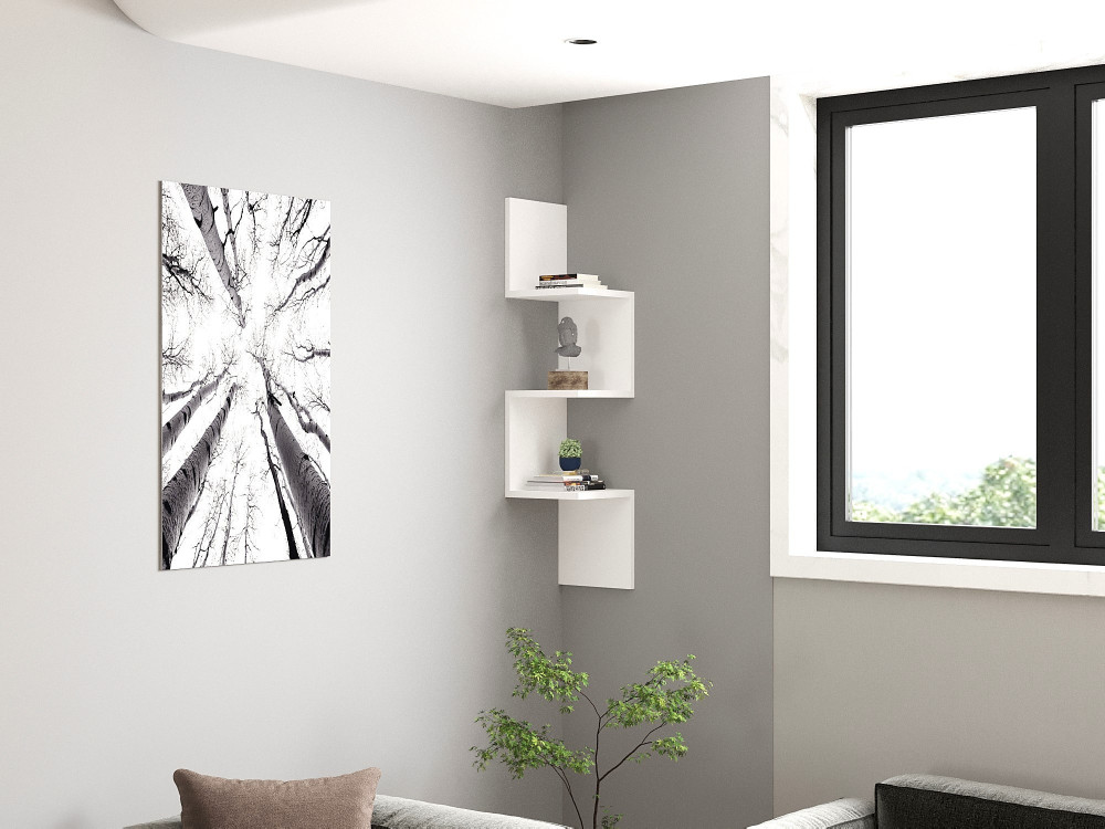 Étagère murale en bois "Zikzak" - 25 x 25 x 105 cm - Blanc