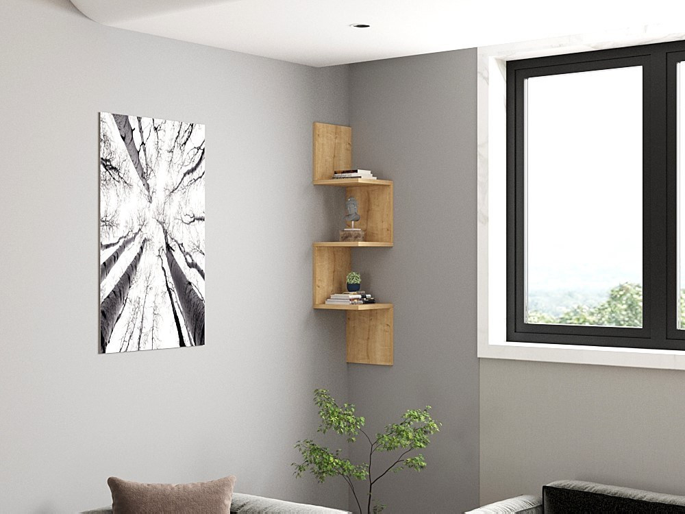 Étagère murale en bois "Zikzak" - 25 x 25 x 105 cm - Saphir