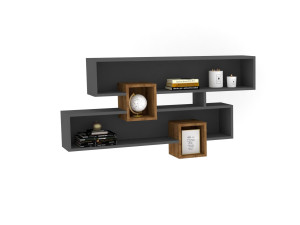 Étagère murale en bois "Karen" - 120 x 22 x 75 cm - NoyerAnthracite