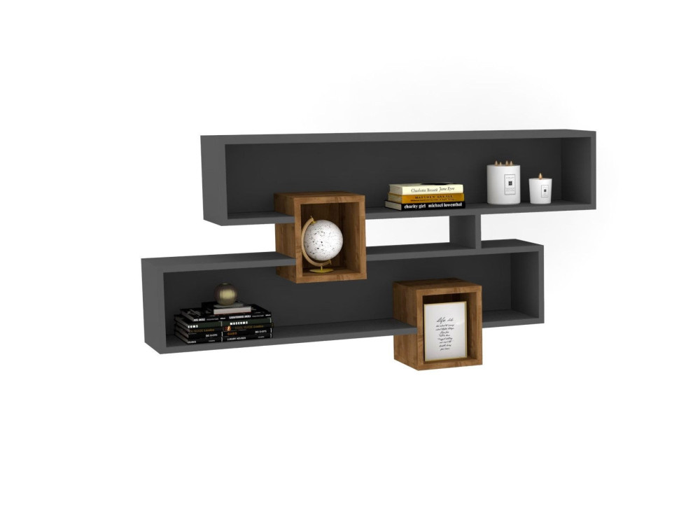 Étagère murale en bois "Karen" - 120 x 22 x 75 cm - NoyerAnthracite