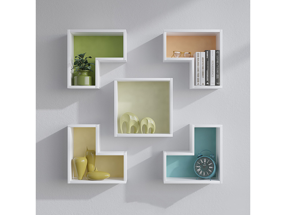 Étagère murale en bois "Elitra" - 180 x 15 x 59 cm - Blanc