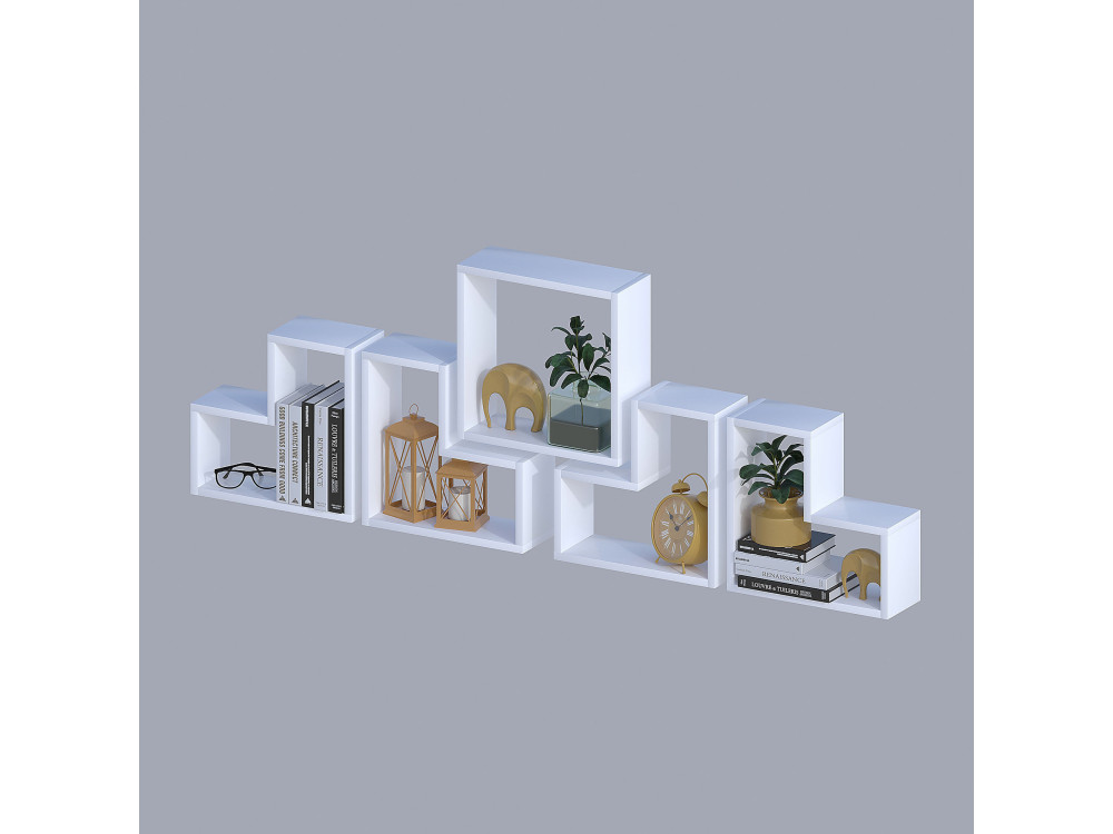 Étagère murale en bois "Elitra" - 180 x 15 x 59 cm - Blanc