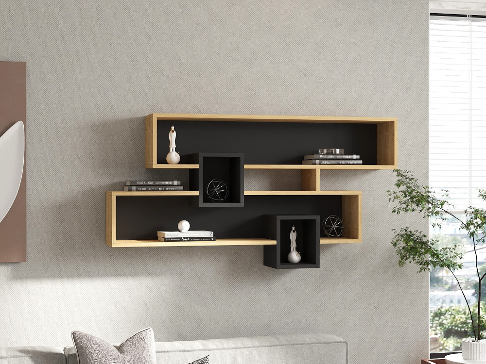 Étagère murale en bois "Karen" - 120 x 22 x 72 cm - SaphirAnthracite