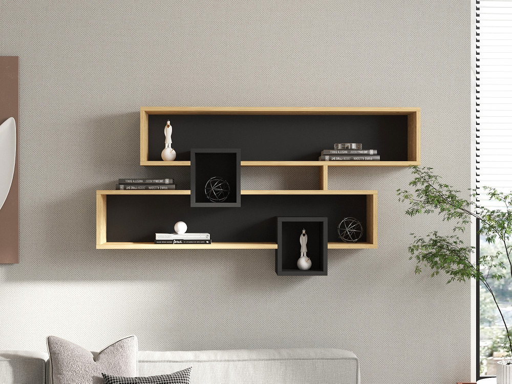 Étagère murale en bois "Karen" - 120 x 22 x 72 cm - SaphirAnthracite