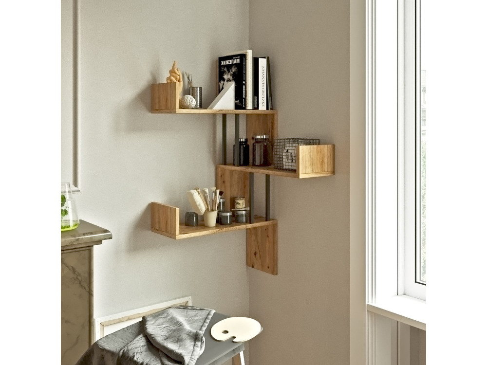 Étagère murale en bois "VG17" - 60 x 60 x 109 cm - Pin atlantique