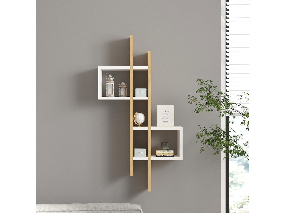 Étagère murale en bois "Emse" - 53 x 19 x 108 cm - Chêne SaphirBlanc