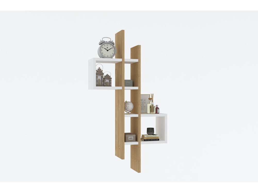 Étagère murale en bois "Emse" - 53 x 19 x 108 cm - Chêne SaphirBlanc