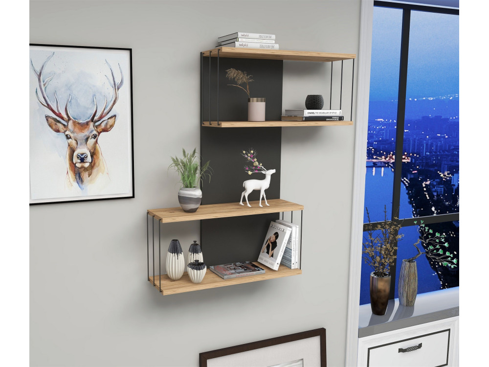 Étagère murale en bois "Destan" - 65 x 19 x 96 cm - Marron