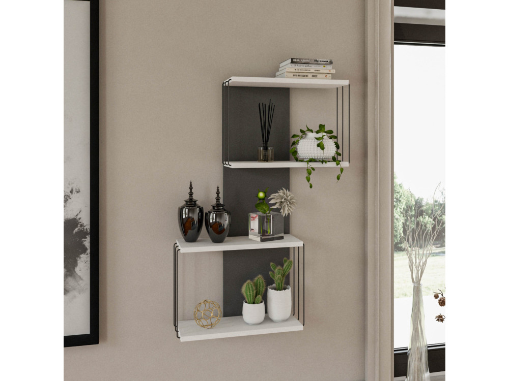Étagère murale en bois "Destan" - 65 x 19 x 96 cm - Blanc
