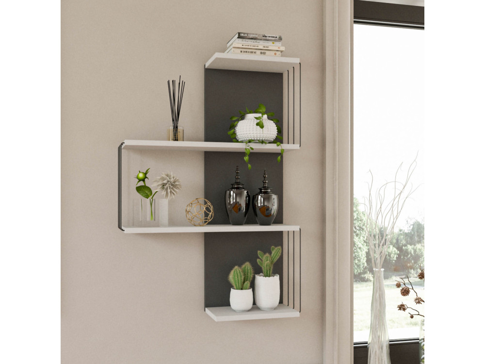 Étagère murale en bois "Cambel" - 64 x 19 x 96 cm - Blanc