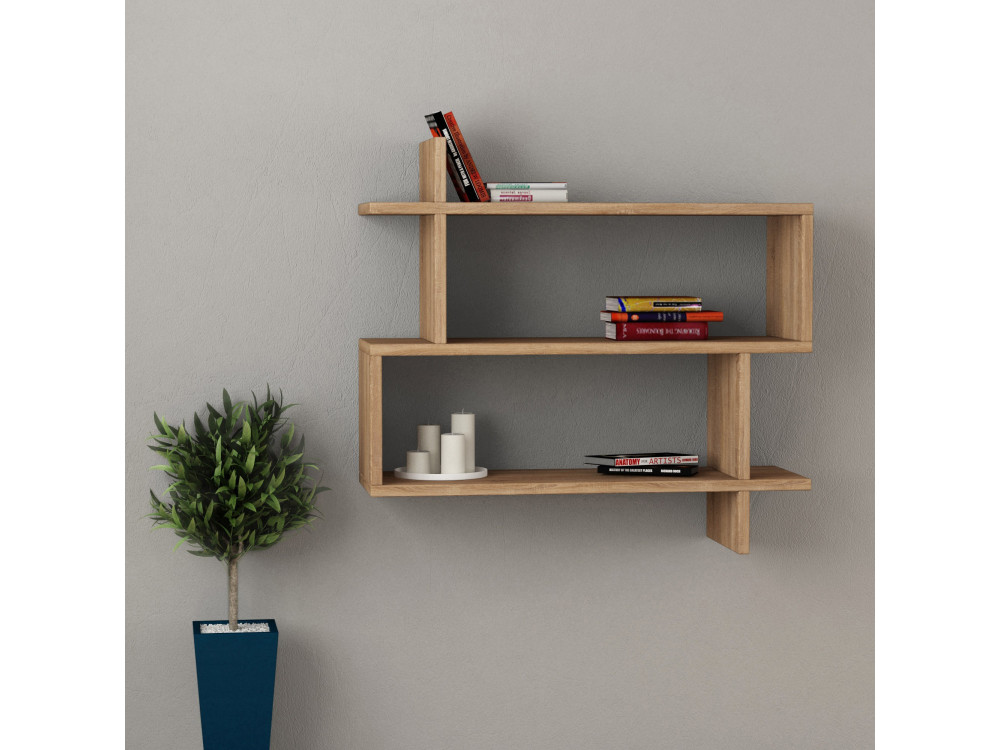 Étagère murale en bois "Paralel" - 70 x 22 x 65 cm - Marron