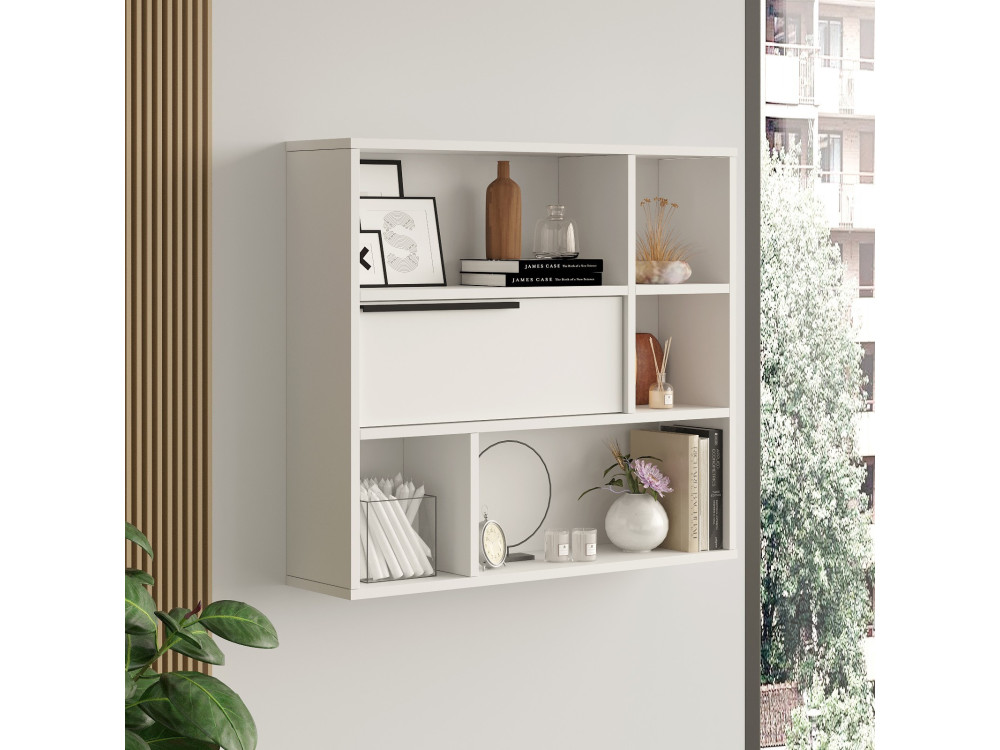 Étagère murale en bois "Calvin" - 90 x 22 x 81 cm - Blanc