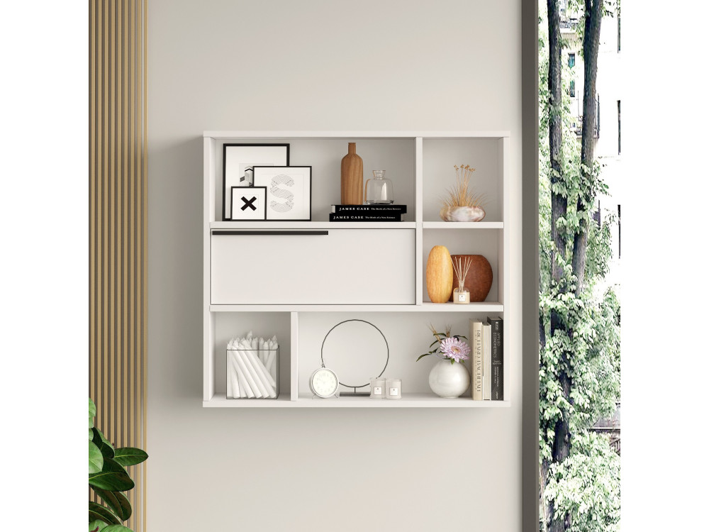 Étagère murale en bois "Calvin" - 90 x 22 x 81 cm - Blanc