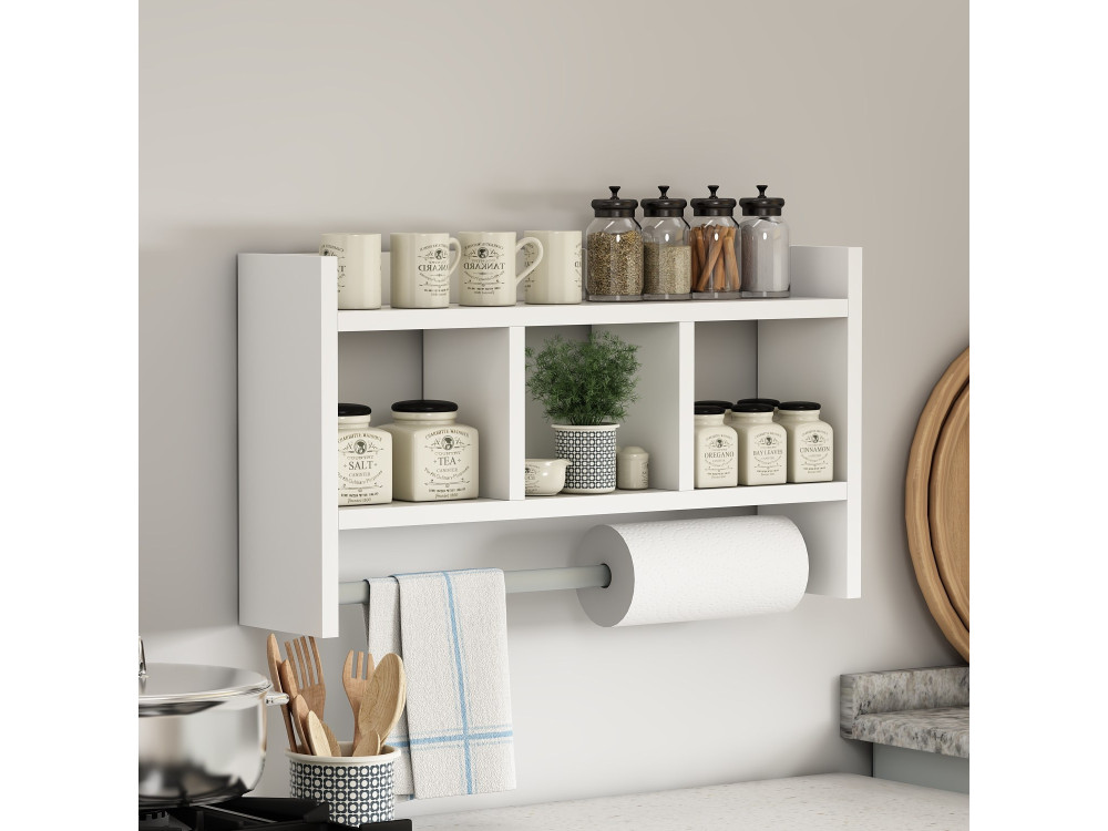Étagère murale en bois "Asya" - 63 x 14 x 35 cm - Blanc