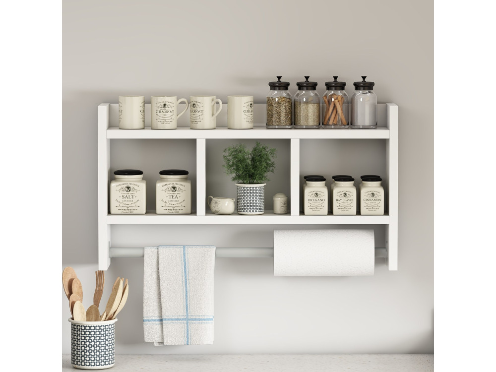 Étagère murale en bois "Asya" - 63 x 14 x 35 cm - Blanc