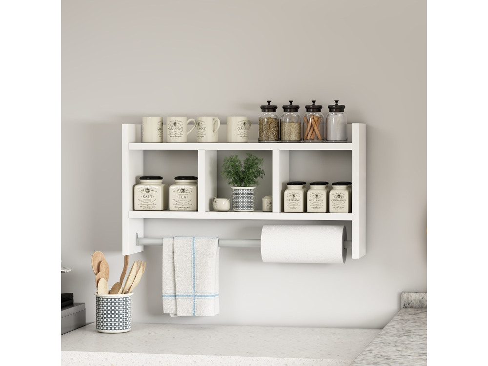 Étagère murale en bois "Asya" - 63 x 14 x 35 cm - Blanc